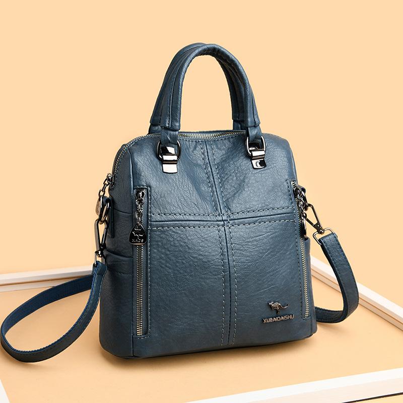 New High Quality Leather Backpack Women Shoulder Bag Multifunction Travel Bagpack School Bags For Teenagers Girls Mochila
