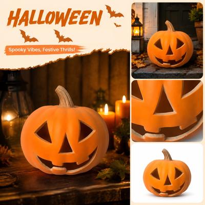 Hollow Carved Pumpkin Lantern Decorative Halloween Jack-o-Lantern for Yard Porch Window Sill Table Party Atmosphere Ornament