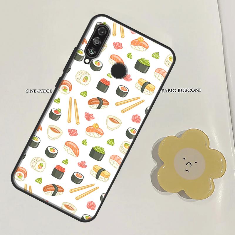 Kawaii Sushi Pattern For Huawei Nova Y60 Y70 Y90 Y61 Y91 3i 7i 8i 11i Nova 11 9 10 SE P20 P40 Lite P30 Pro Case