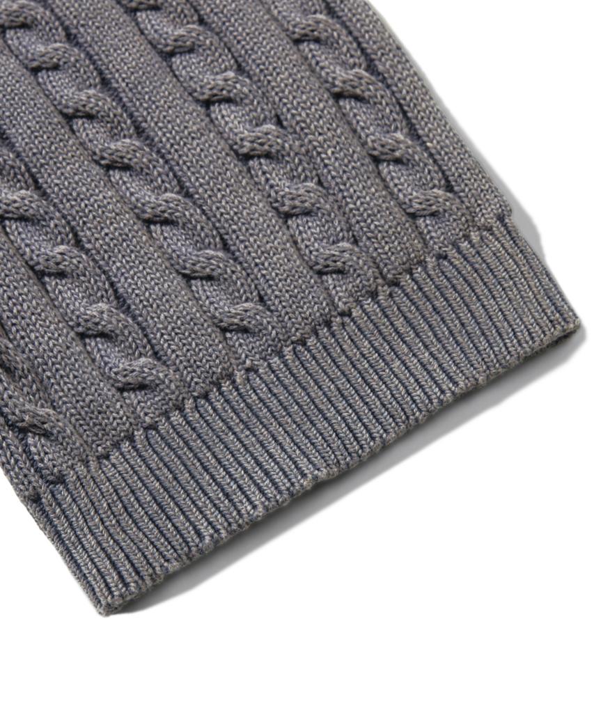 TRILLION Vintage Washed Cable Half Sleeve Knit [Lavender Grey]