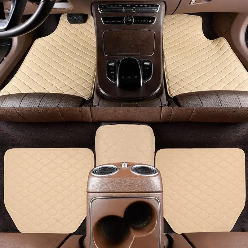 

5pcs Car Floor Mats Universal Full Set Waterproof PU Leather Car Front And Rear Seats Floor Mats Car Interior Accessories 5PCS бежевий