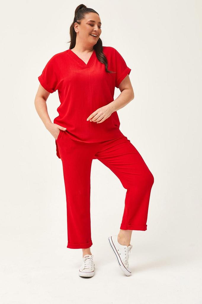 Damenmode Übergröße Trainingsanzug Set Plus Size Capri Grün Trainingsanzug Set