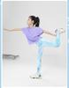 Girls' Summer Sports Set: High-Waisted Flared Pants and Sun Protection Short Sleeve for Parent-Child Yoga
