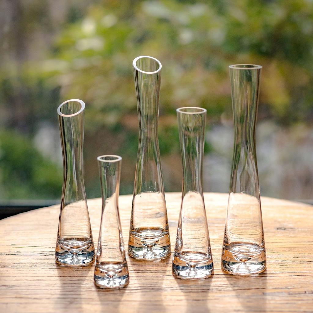Vaso Trasparente in Vetro Stile Europeo Creativo Bocca Inclinata Artistico Semplice per Piante Idroponiche Fiori Tavolo Decorazione Casa