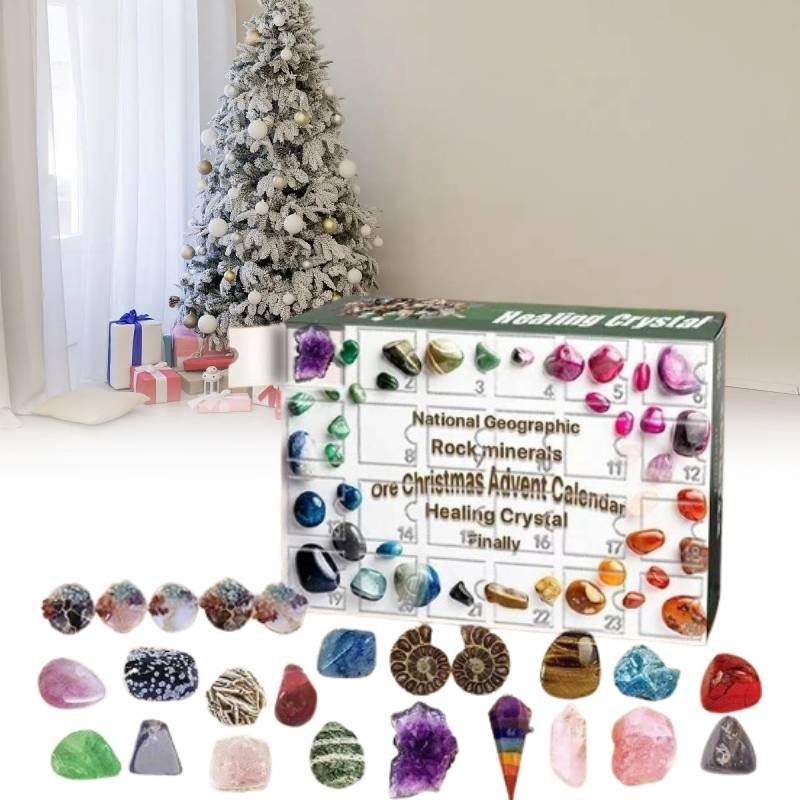 Advent Countdown Christmas Calendars Healing Crystal Stone Blind Box Gift Toy