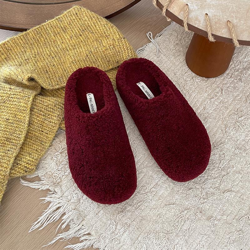 

Модные бежевые суперпопулярные тапочки на толстой подошве для женщин, новинка осени и зимы 2025 года, хлопковые тапочки на мягкой подошве 40 бордовый