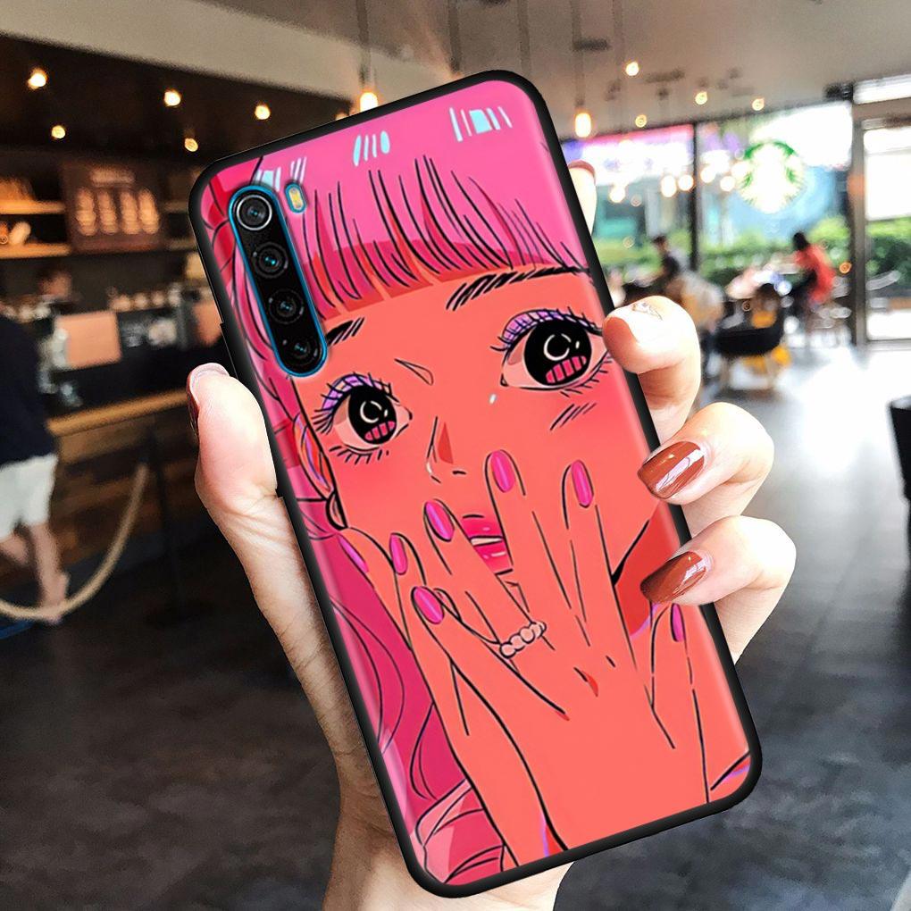 Super Cute Girl Anime Mobile Phone Shell for Redmi Note 10 11 11S 11E 7 8 8T 9 9S 9T Pro Plus 4G 5G Black Soft Case Cover Fundas