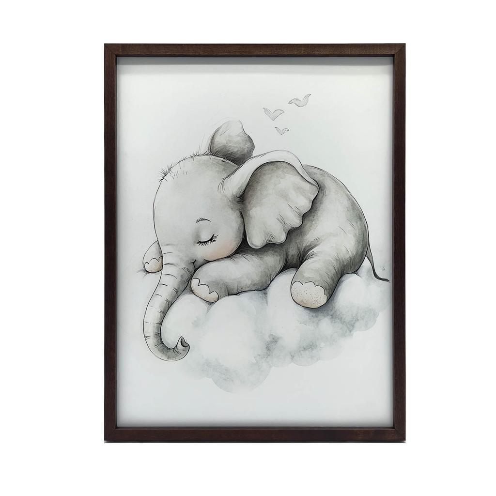 Plakat Senny Słonik Na Chmurze Plakat Senny Słonik Na Chmurze, 40X50 Cm, Rama Aluminiowa Złota, Papier Matowy 230 Gsm