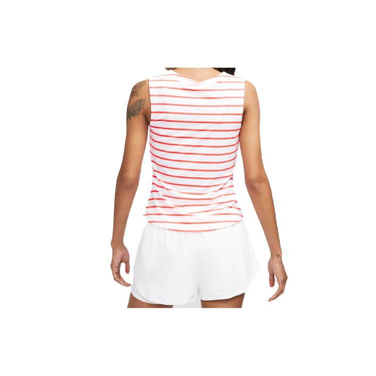 Nike Camiseta de Tirantes de Tenis Court Dri-Fit Maria con Logotipo a Rayas para Mujer Tops Blanco Rojo CI9371-101
