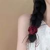 French Wine Red Rose Hair Clip Flower Clip Headband Hairpin New Year Beach Accessories Hair Accessory