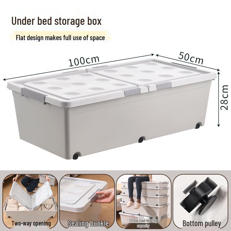 Очень большой контейнер для хранения под кроватью на колесиках с крышкой для одежды игрушек и книг Export Quality Thick 1pc 6480₽
