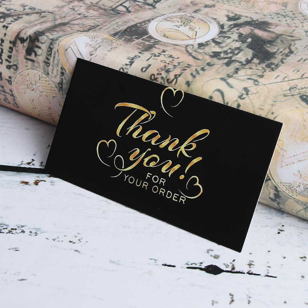 30/50PCS Black Gold Kraft Paper Cards Thank You For Your Order Card For Small Shop Gift Decoration Appreciate Card For Business