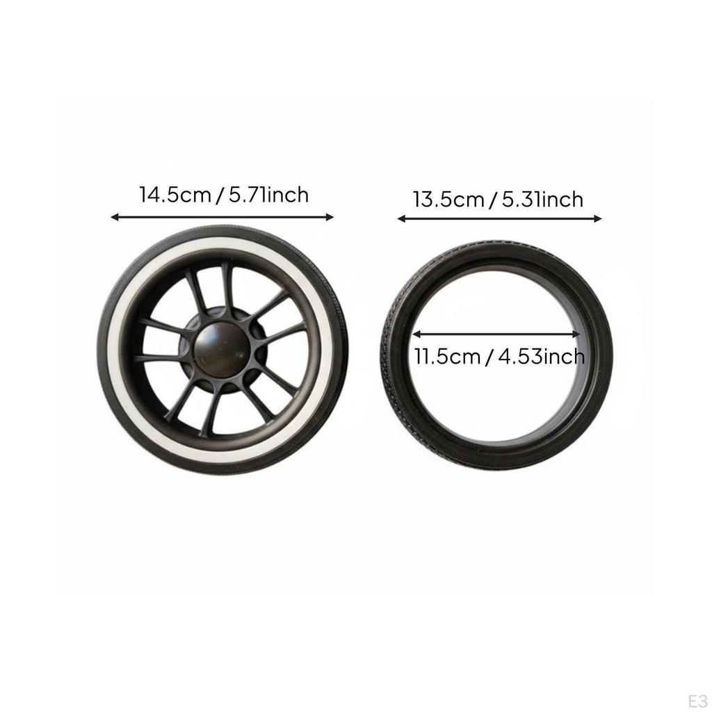 Infant Pushchair Replacement Wheel WearResistant Rubber Tire NonSlip 5 Inch Smooth