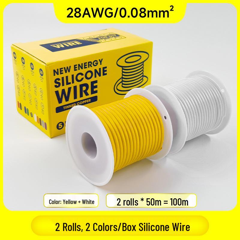 

2 Rolls (2 Colors) Special Soft Silicone High-Temperature Wire, 30-16AWG for Model Aircraft