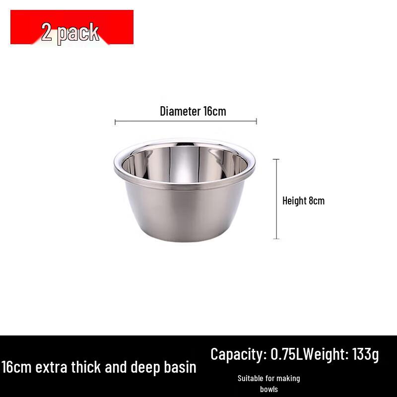 Thickened Stainless Steel Deep Soup Bowls