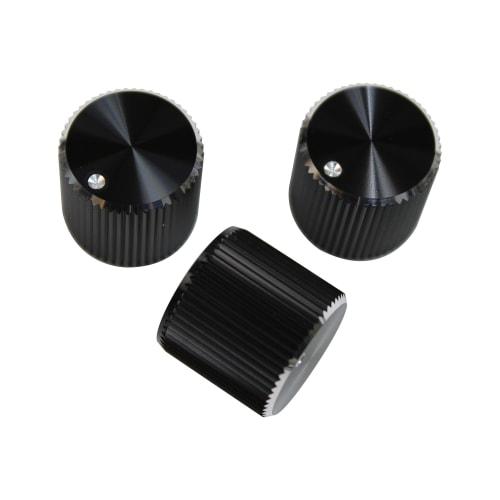 HATA Flathead Knurled Straight Knob (6.4, Dot) Black Set