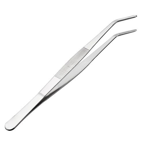 

uxcell Stainless Steel Tweezers with Curved Serrations, Daily Garden Tool, 250mm Long