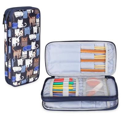 Teamoy Knitting Needle Storage Case for Circular Needles, Knitting Needles (up To 25cm), Crochet Hooks, Lace Hooks, Scissors, Sewing Needles, and Stit