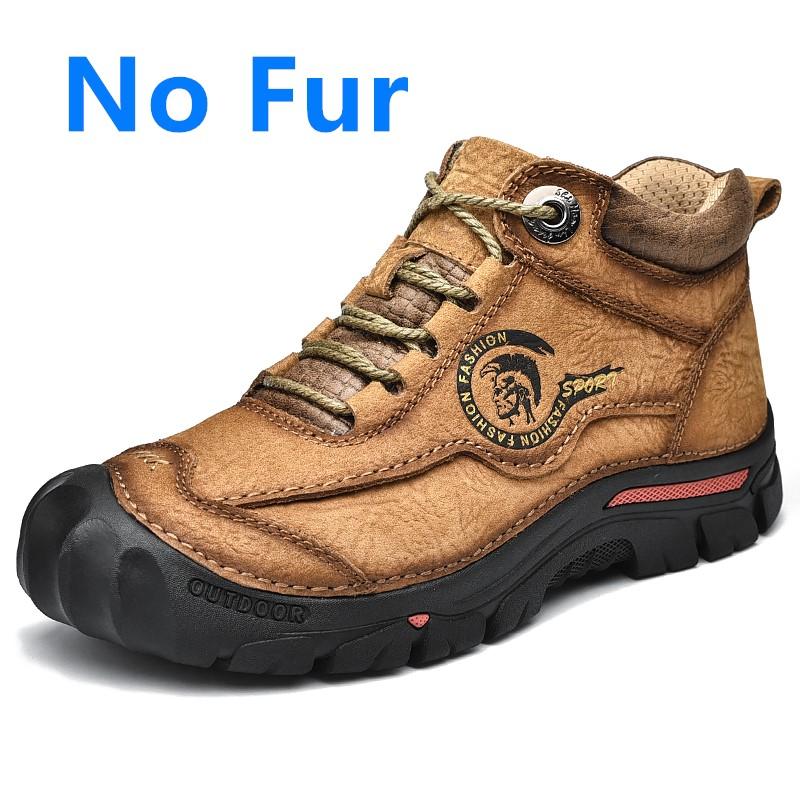 Men'S Comfortable Casual Genuine Leather Shoes Men High Quality Mens Sneakers Outdoor Winter Men Boots Warm Plush Hiking Boots