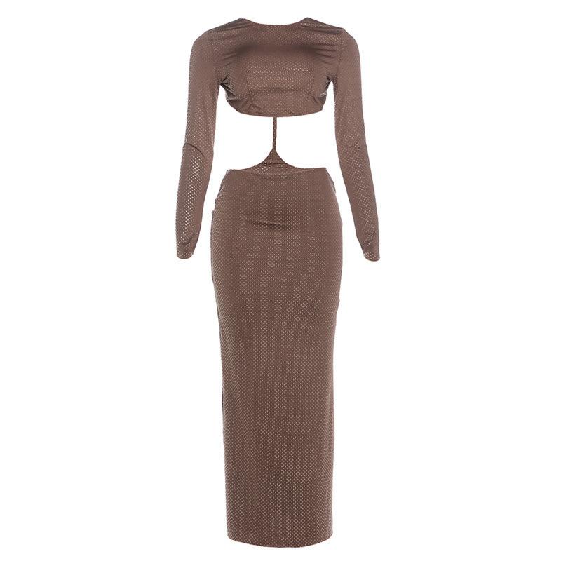 European and American Summer New Fashion Women's Clothing Solid Color Temperament Elegant and Sexy Tight Backless High Waist Dress Women