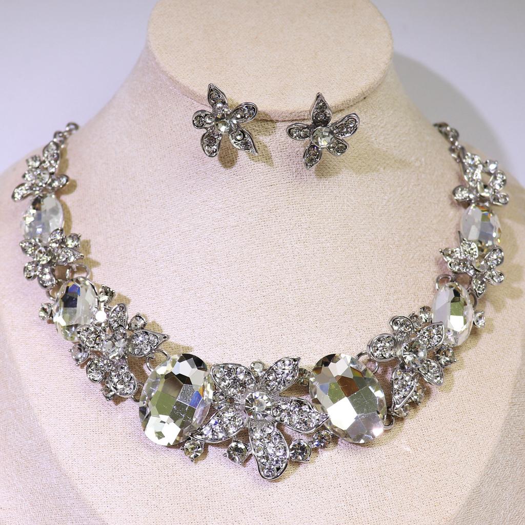 Produkt Sada náušnic Řetízek 2dílná křišťálová skleněná slitina Příslušenství k šatům Dámský náhrdelník