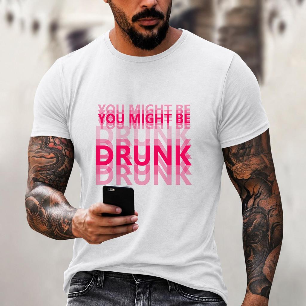 Men's Quirky Casual Loose Fit Letter Print T-Shirt for Daily Wear