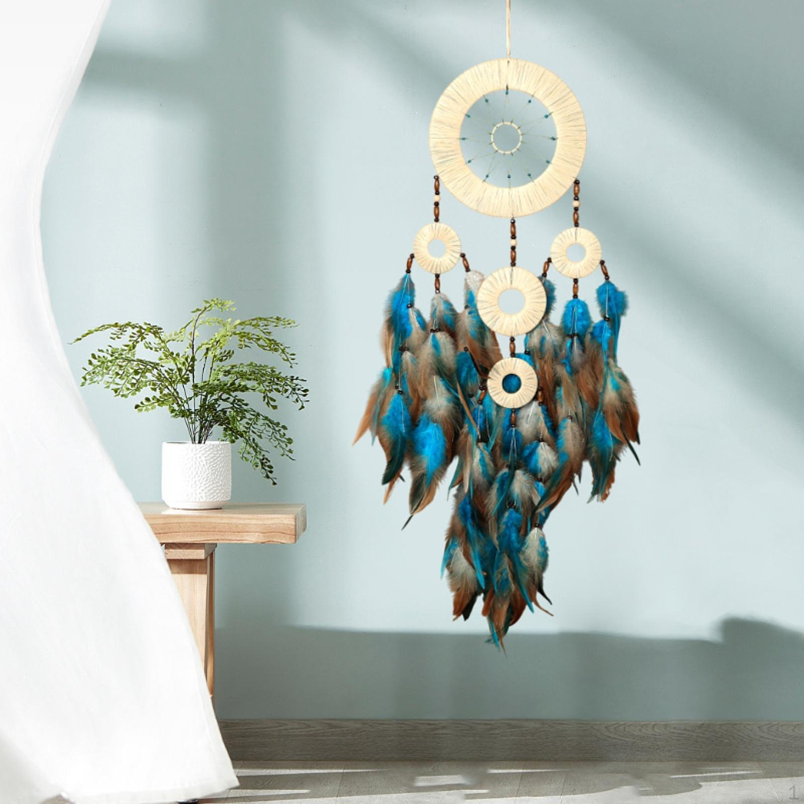 

Богемный макраме настенный подвесной перо 20x75 см ручная работа декоративное украшение для дома для детей White Circle