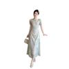 New Chinese floral improved cheongsam dress women's summer gentle temperament waist thin light national style skirt