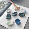 Japanese Ceramic Chopstick Rest Kiln Change Glaze Creative Chopstick Holder for Home Restaurant Table Setting Utensil Stand Gift