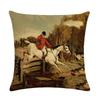 Retro Nostalgische Kunst Pferde-Druck Dekorative Kissenhülle Baumwolle Leinen Haus Auto Sofa Kissenbezug Heimdekoration 45X45cm