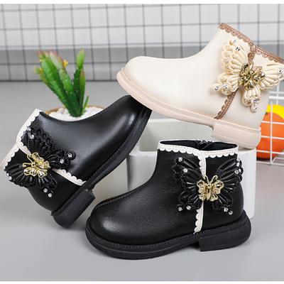2024 New Girls Boots Classic Butterfly Sweet Princess Kids Shoes  Non-slip Round-toe Versatile Soft Children Boots
