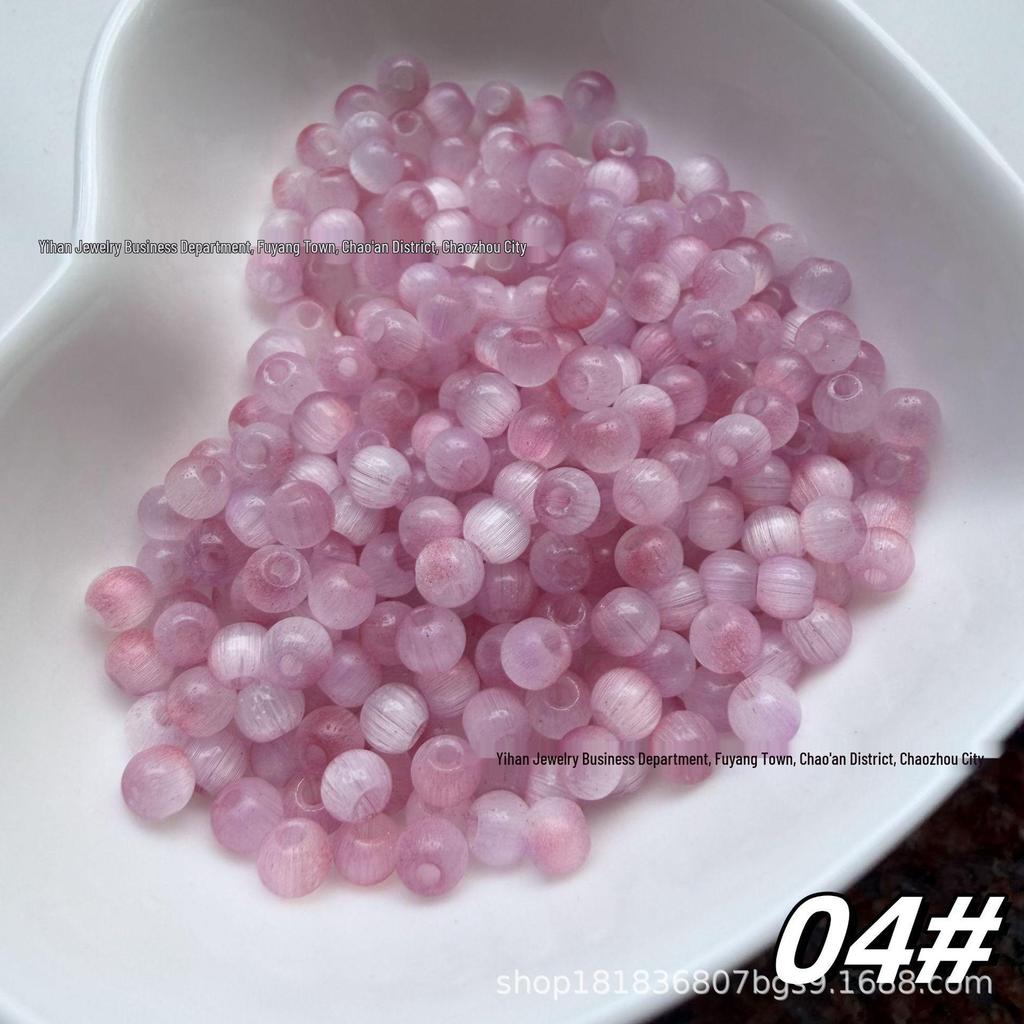 4mm Brushed Cat's Eye Two-Color Rice Glass Beads for DIY Jewelry