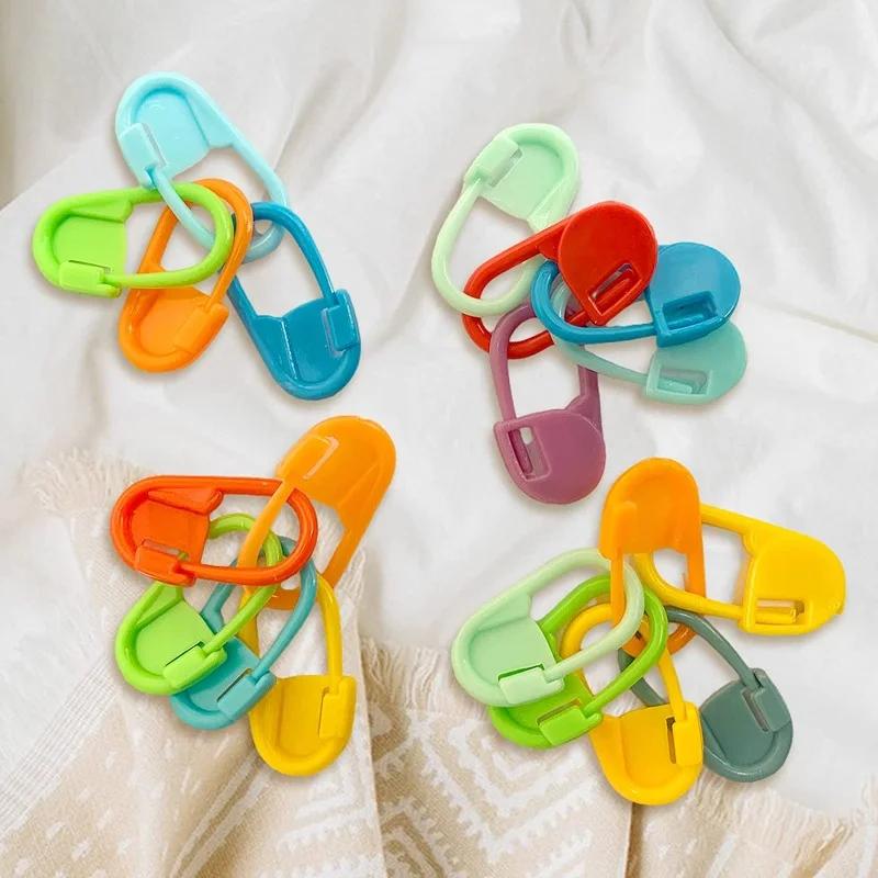 50/200pcs Colorful Plastic Knitting Tool Mini Resin Clip Pins Locking Stitch Markers Crochet Sewing Needle Clip Hook for Sweater