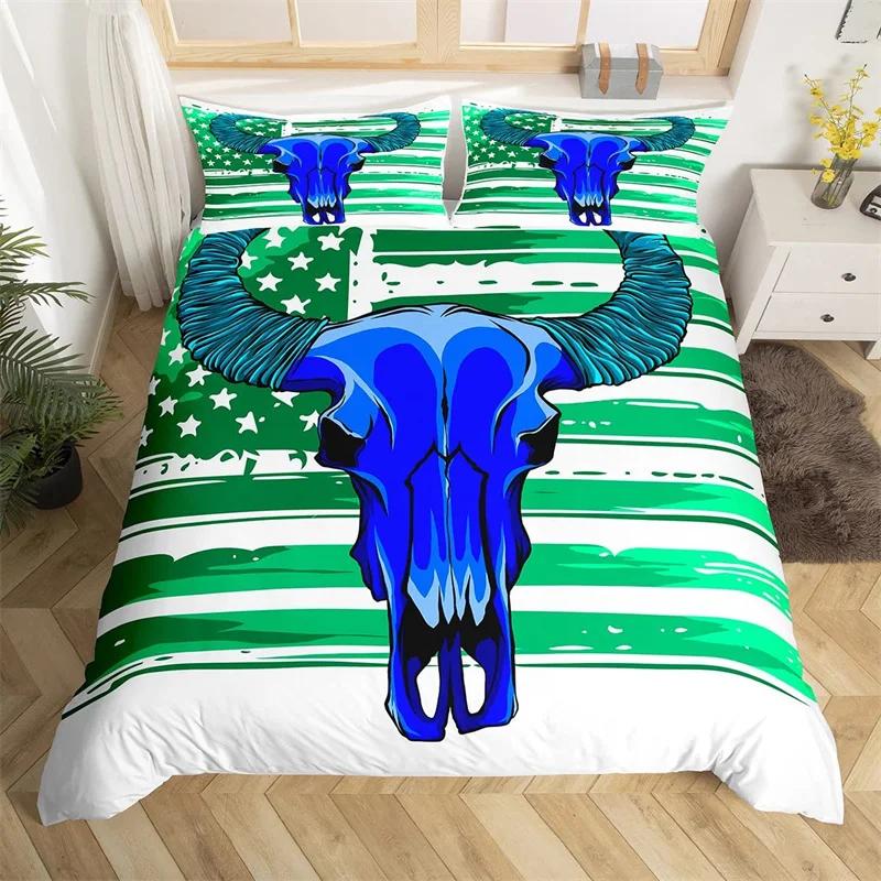 Oksekranie Dynetrekk King Western Cowboy Sengetøy Sett Gårdshus Hatt Sko Dyne Trekk Mikrofiber Kaktus Ørken Dynetrekk