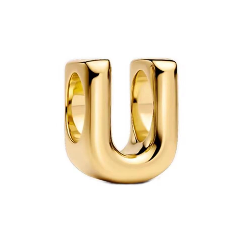 Classic And Minimalist Copper And Gold 26 Letters A-Z Charm Beads Fit For Bracelets Necklaces Diy Boutique Party Jewelry