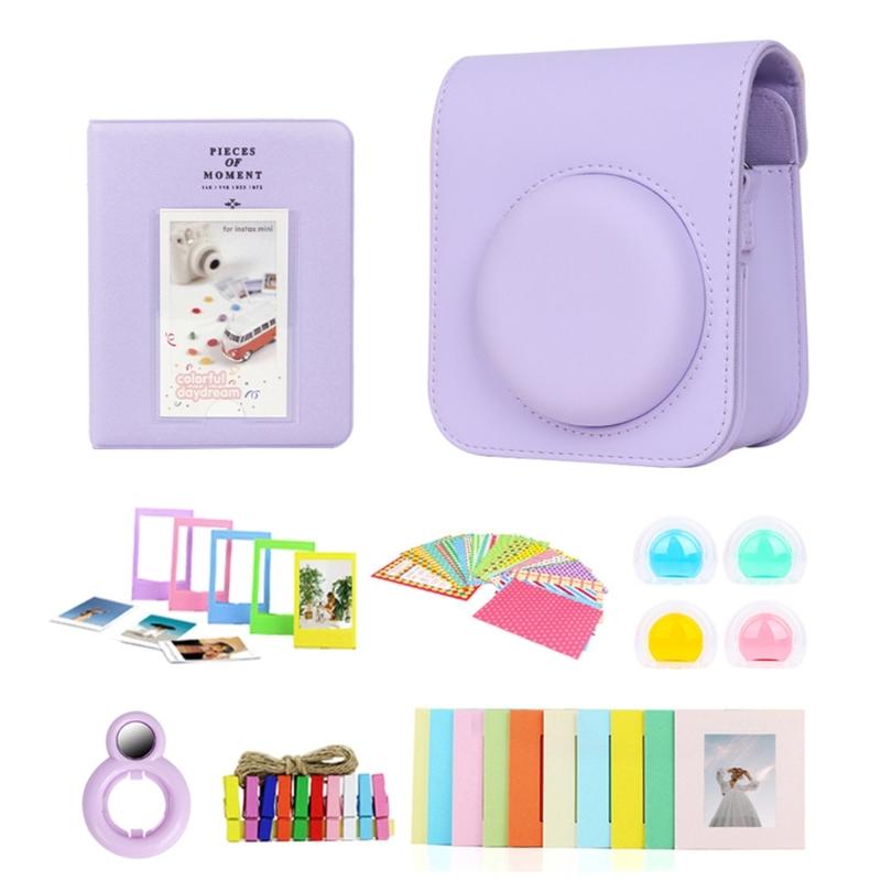 for Mini 12 Camera Protective PU Bag Case- with Photo Storage Album Selfie Lens Filter All-in-one Bundle Kit
