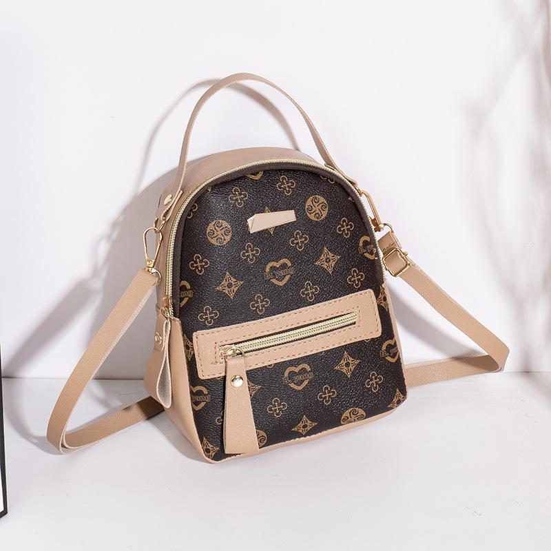 Retro-Print Doppel-Schulter Damen-Tasche Tasche leichter Luxus große Kapazität Textur kleiner Rucksack