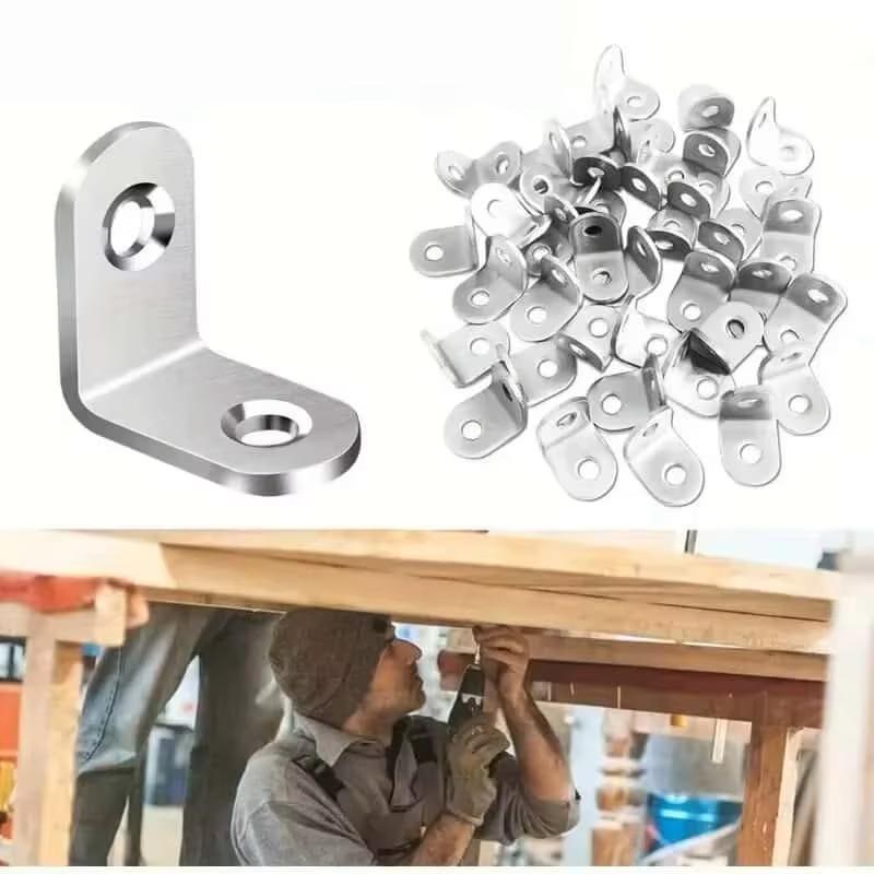 10pcs/Stainless Steel L Brackets - Small Right Angle Corner Brace for Shelves, Wood Furniture, Chair