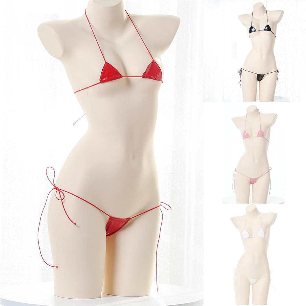 Halter Lace-up Lingerie Patent Leather Lingerie Sexy Lingerie