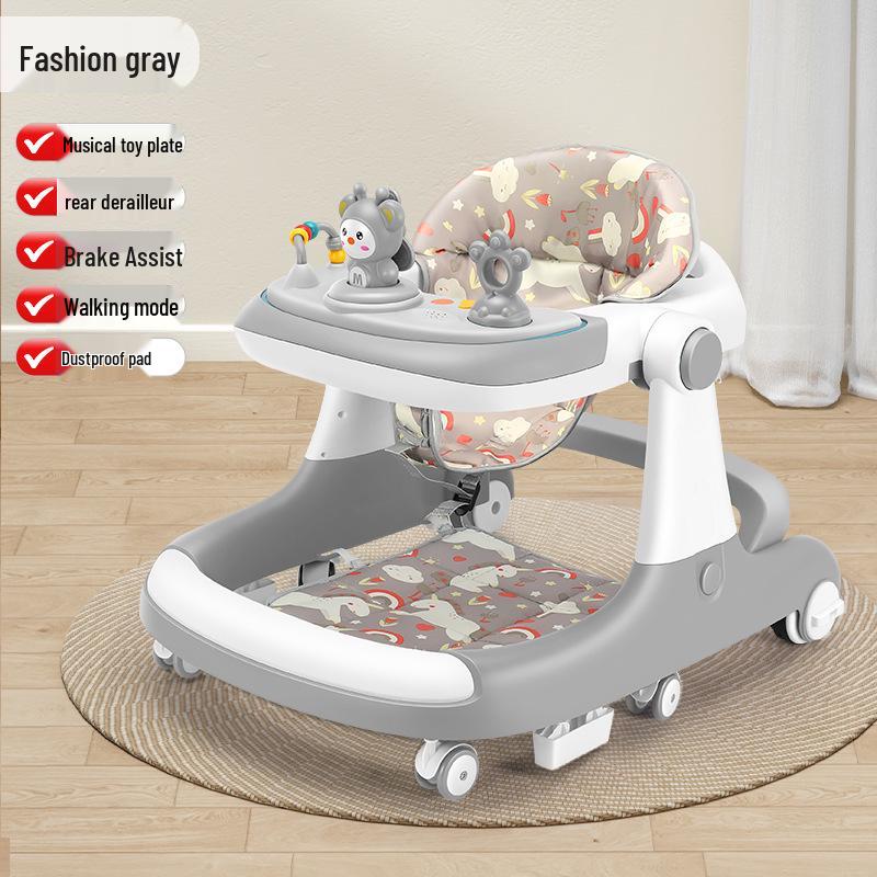 Adjustable Multifunctional Baby Walker for 6-18 Months - Anti-Rollover Design for Boys and Girls