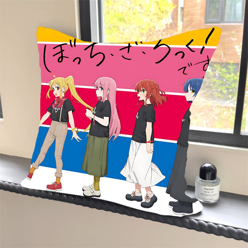 1PC Anime Bocchi The Rock Pillow Case Square  Bedroom Sofa Leisure Comfort Cushion Car Home Decoration Pillowcase 40x40