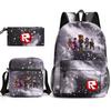 Large Capacity Schoolbag with Shoulder Strap; Student Three-piece Pencil Case Set