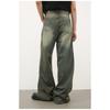 Long Trousers Vintage Green Washed Jeans Men's Sagging Loose Straight Wide-leg Pants Straight Loose Jeans for Men Fashionable and Comfortable Pants