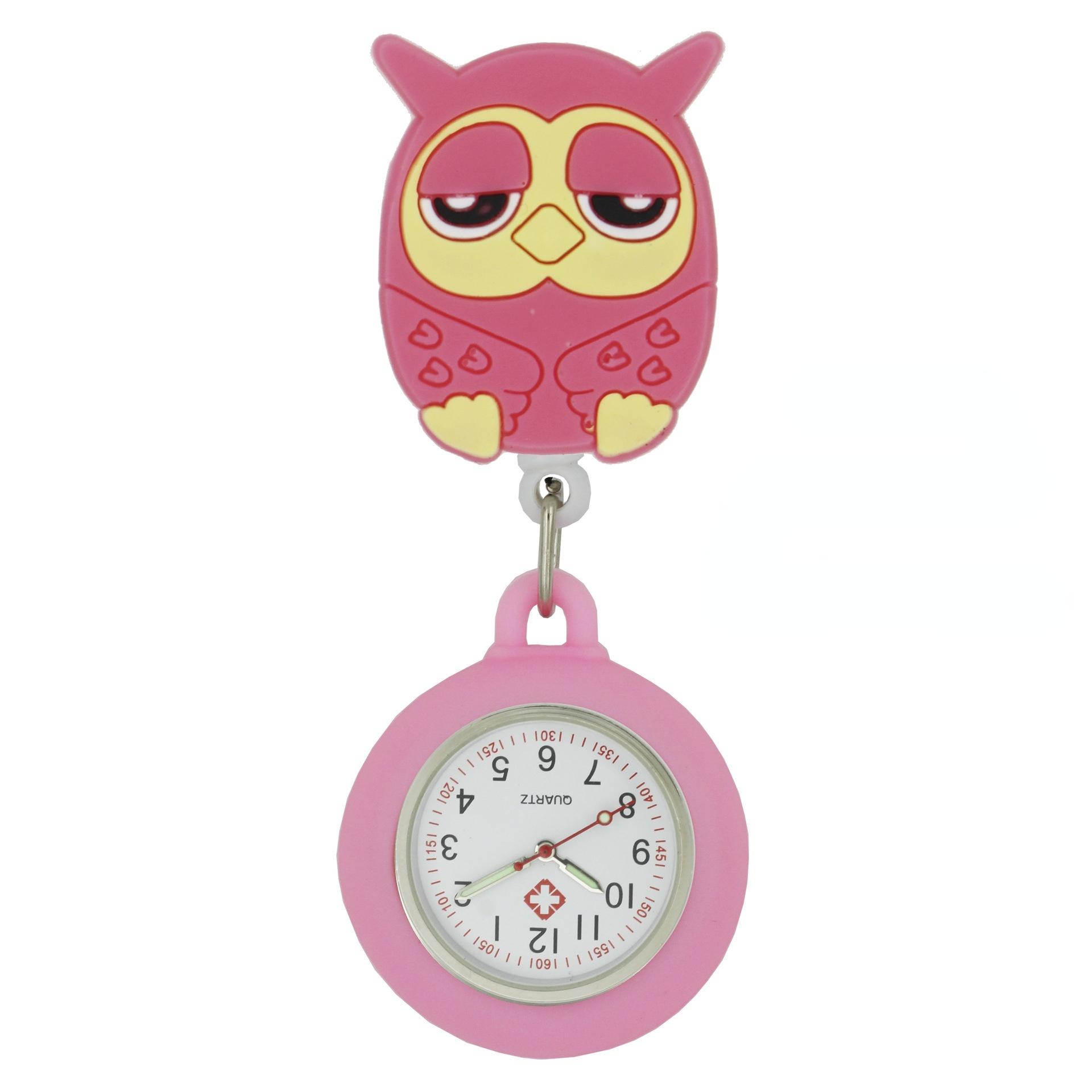 

Чудові мультяшні моделі Медсестра Доктор Висувні силіконові кишенькові годинники Барвистий подарунок для лікарні Медичні жіночі чоловічі значки Котушка pink owl