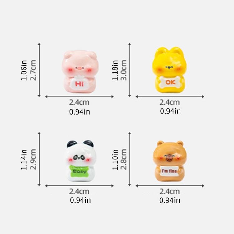 Collection Of 4 Funny Cartoon Animal Figurines With Emotional Signs For Enhancing Kids Room And Office Desktop Decors