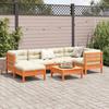 7 Piece Garden Sofa Set with Cushions Wax Brown Pine Wood