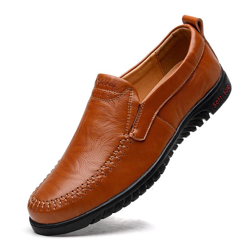 Plus Size Spring Shoes Male Genuine Leather Fashion Youth Men's Casual Leather Shoes Cowhide Men's Shoes