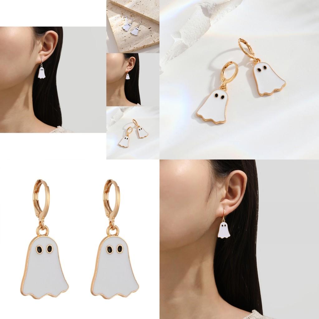 Cute And Playful Gold Ghost Earrings For Women Perfect For Halloween Festivities