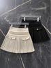 White High-Waisted Slimming Pleated Wool Short Skirt for Women, Spring/Winter Petite A-Line