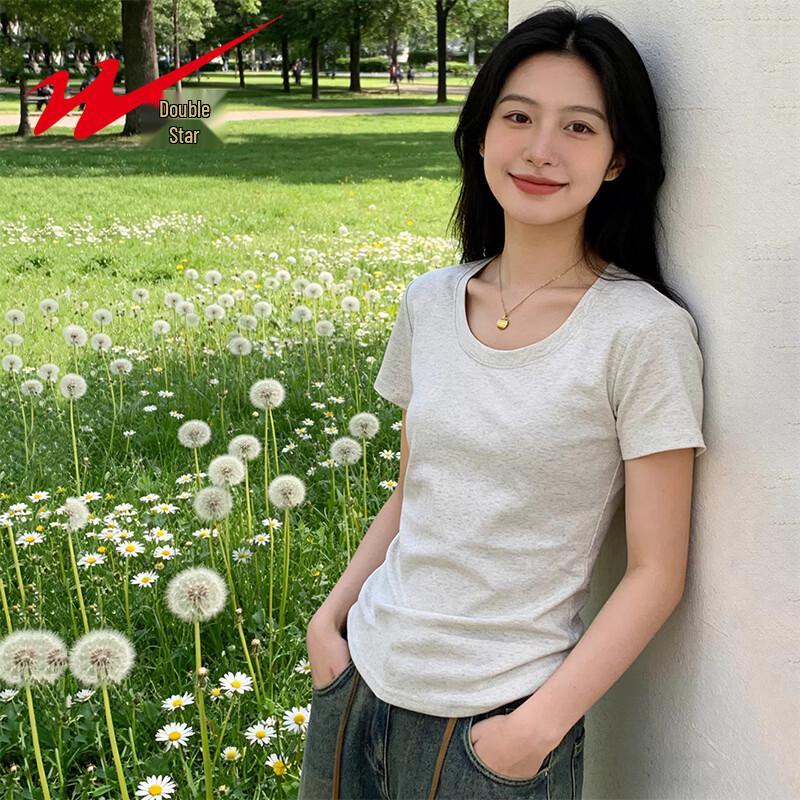 Shuangxing Women s Cotton Round Neck Short Sleeve T-Shirt S